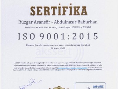 İSO 9001:2015 Kalite Belgemiz